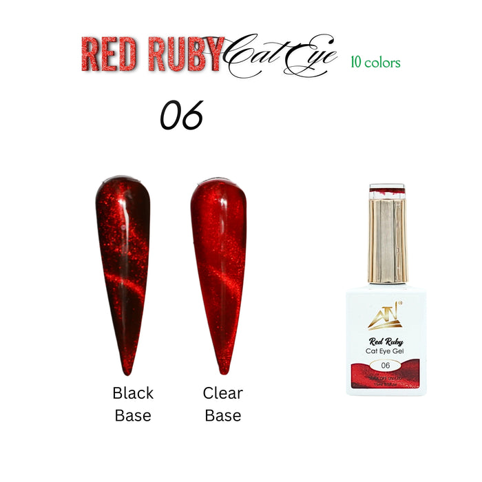 ATN Fashion Nail Art - Red Ruby Cat Eye Gel Nail Polish 10 colors