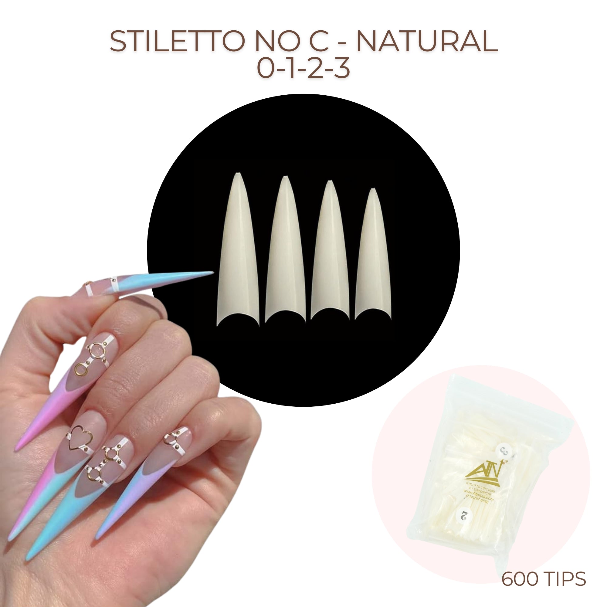 Stiletto Nail Tips Refill - 50pcs/Bag