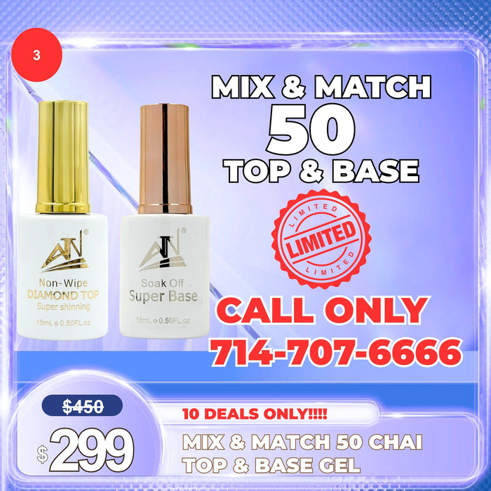 FS0930 - Mix & Match 50 Top Coat + Base Coat 15ml - Please Call: 714-707-6666