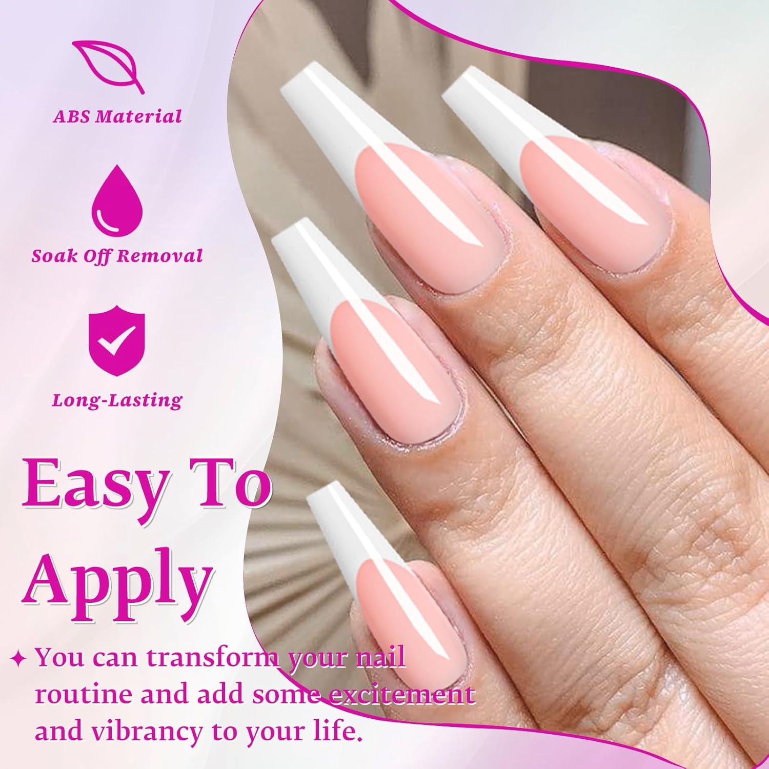 Long Coffin French Nail Tips 120pcs