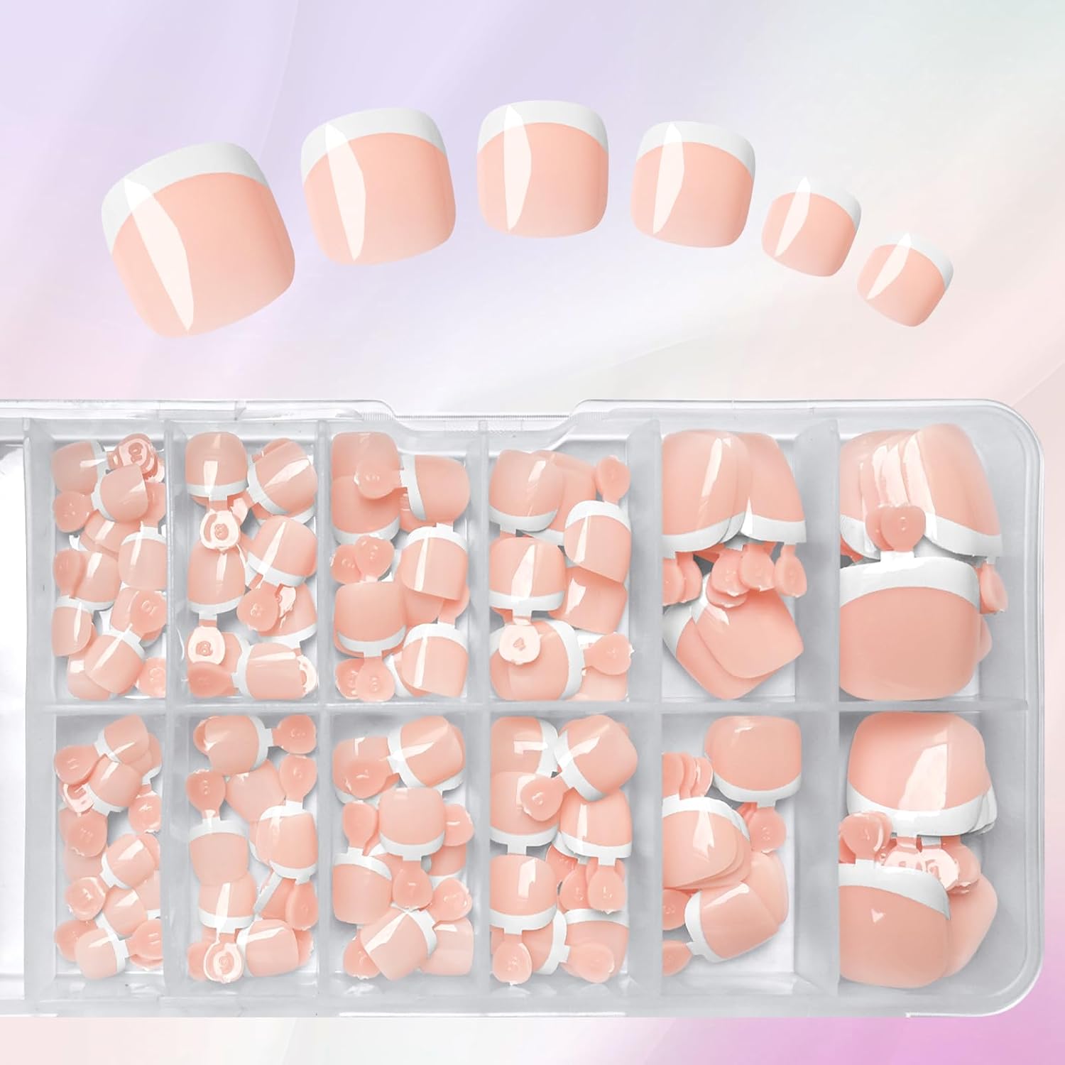 Short Square Toe Nails French Tips 120 pcs
