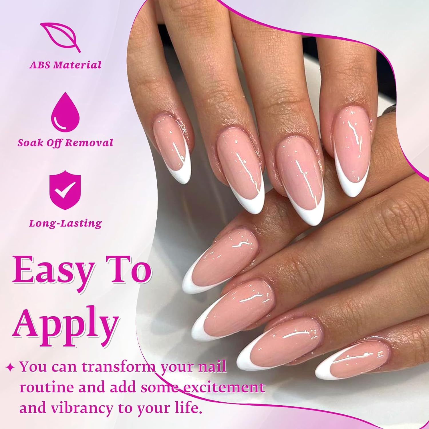 Short Almond French Nail Tips 120 pcs