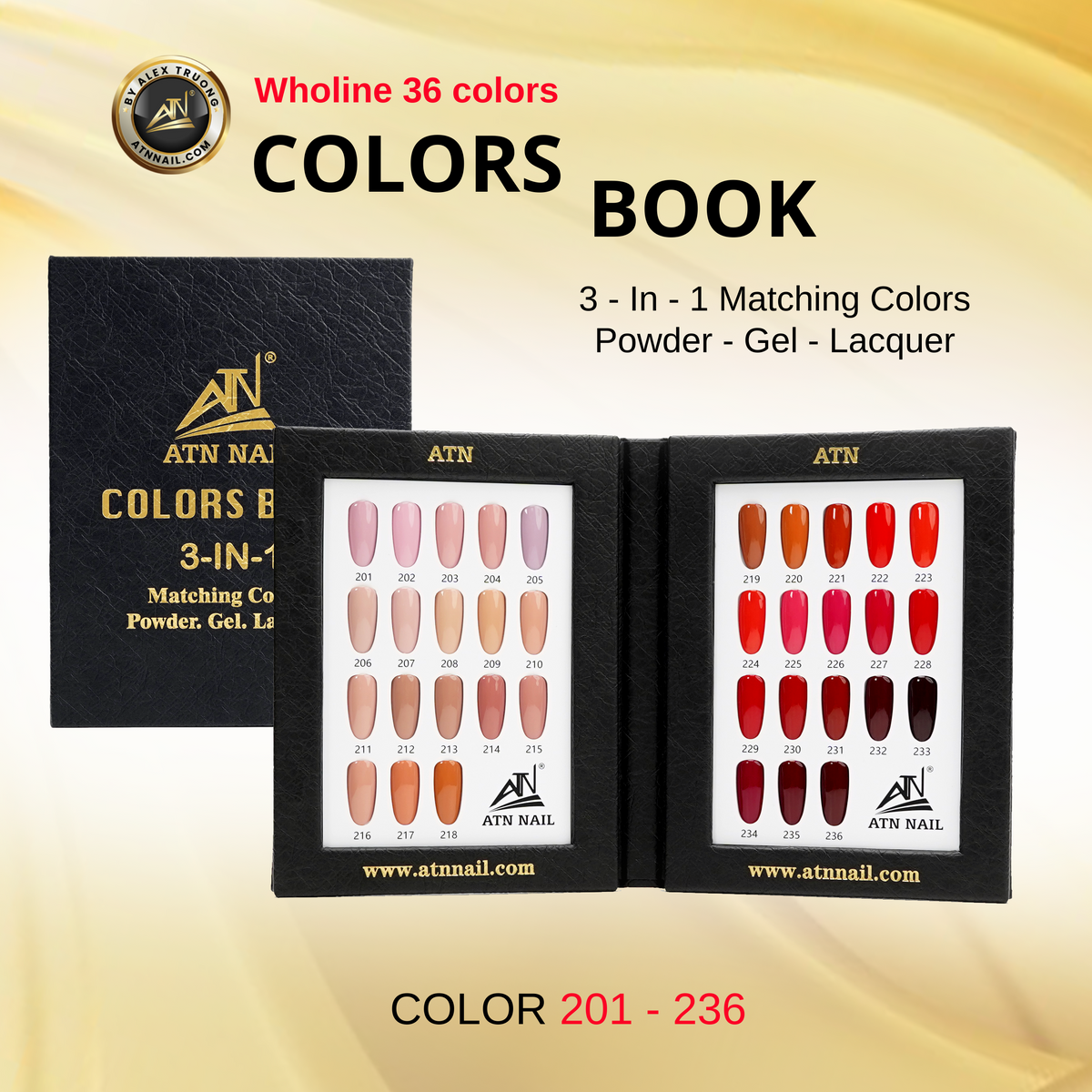 Whole line 36 colors (Gel + Lacquor + Powder) Matching — ATN Nail Supply