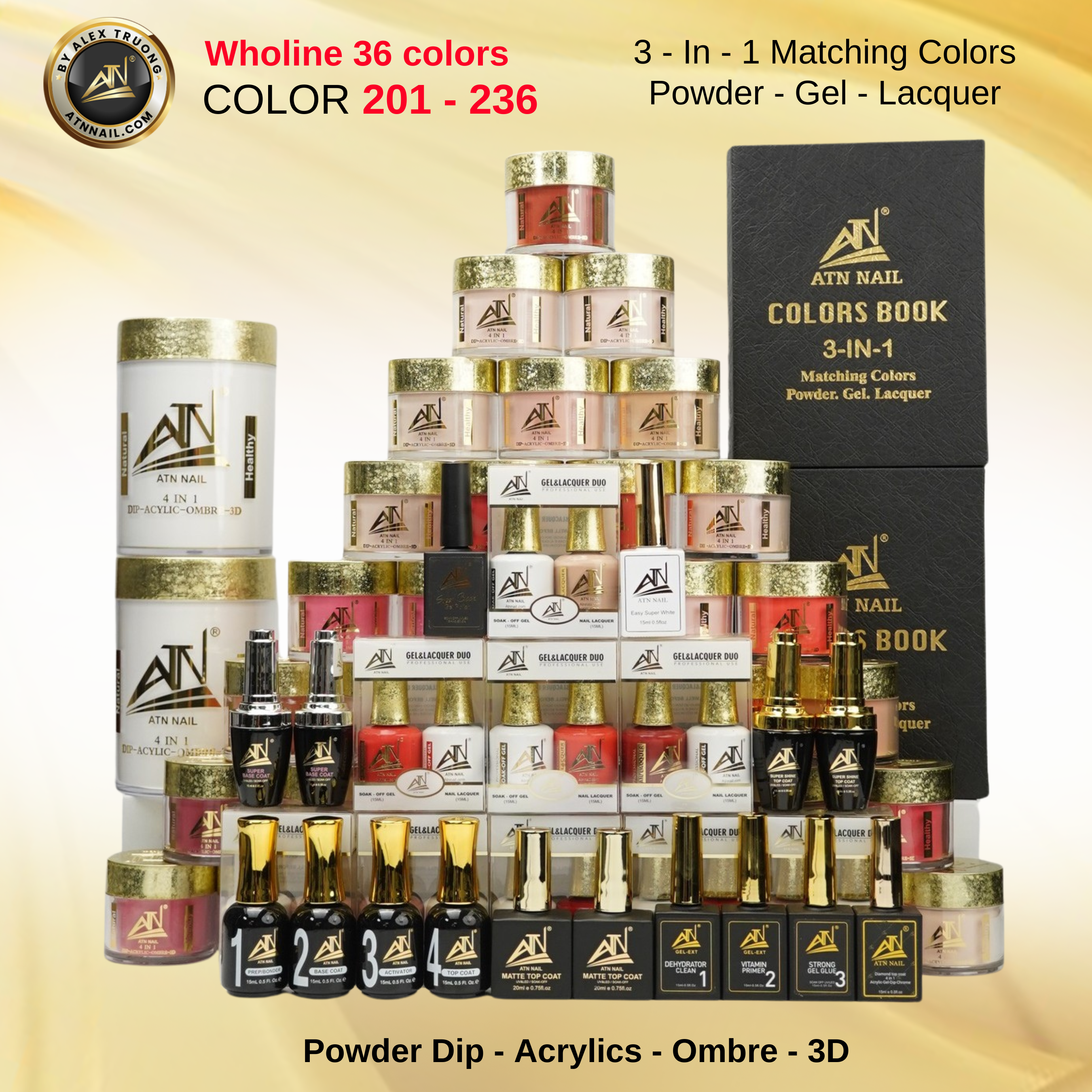 Toàn bộ dòng 36 màu (Gel + Sơn mài + Phấn) Phù hợp