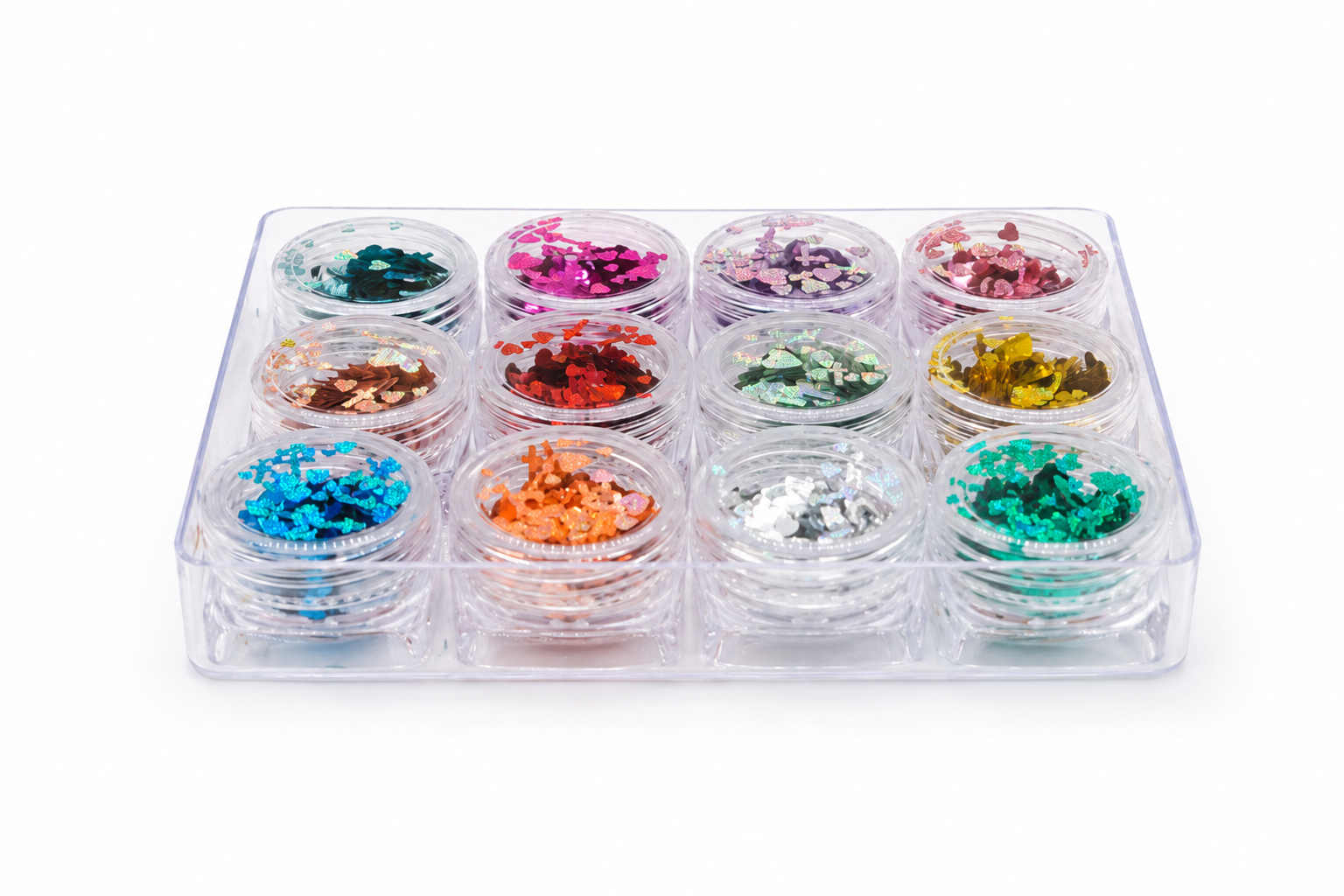 Heart & Cross Glitter - Set 12 Colors