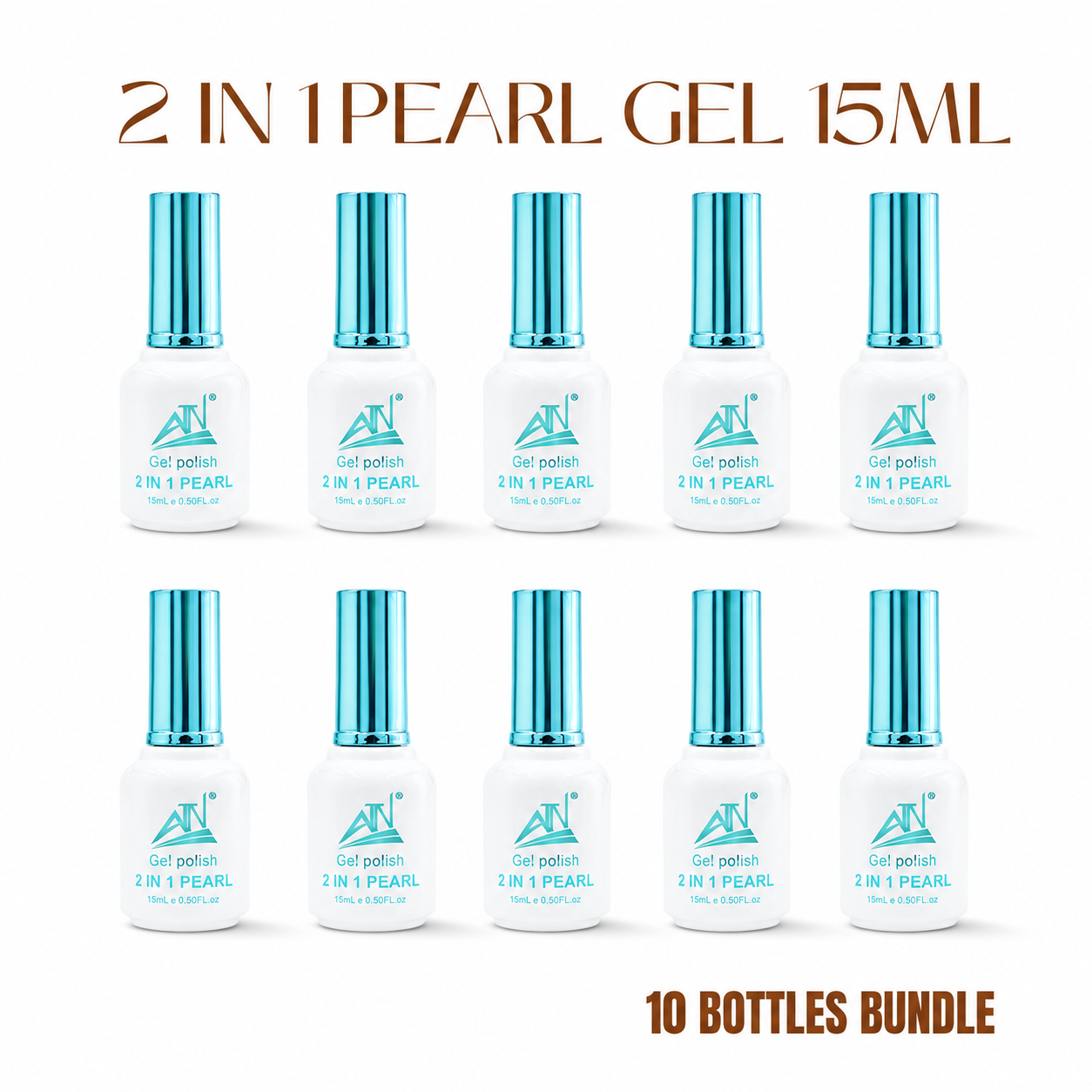 Gel ATN White Pearl 2 trong 1 – 15ml | Gel vẽ móng tay đế Chrome &amp; ngọc trai | Công thức không cần lau | Có thể sấy bằng đèn LED/UV