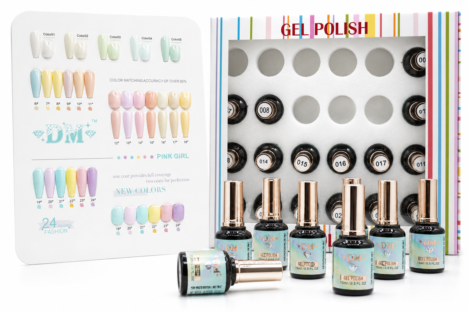 DM Pink Girl Gel Polish - Set 24 colors