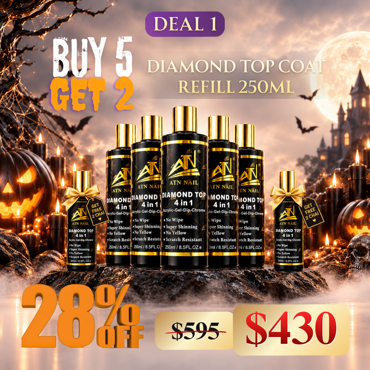 DEAL 1: BUY 5 ATN Diamond Top Coat Refill 250ml GET 2 FREE
