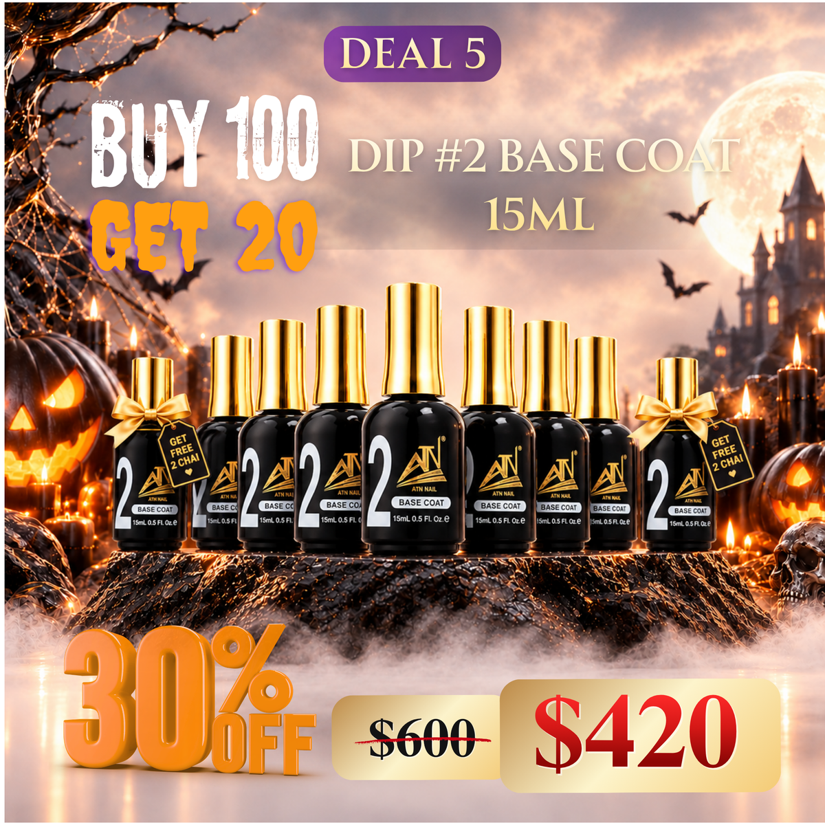 DEAL 5: BUY 100 ATN Dip #2 Base Coat 15ml GET 20 FREE