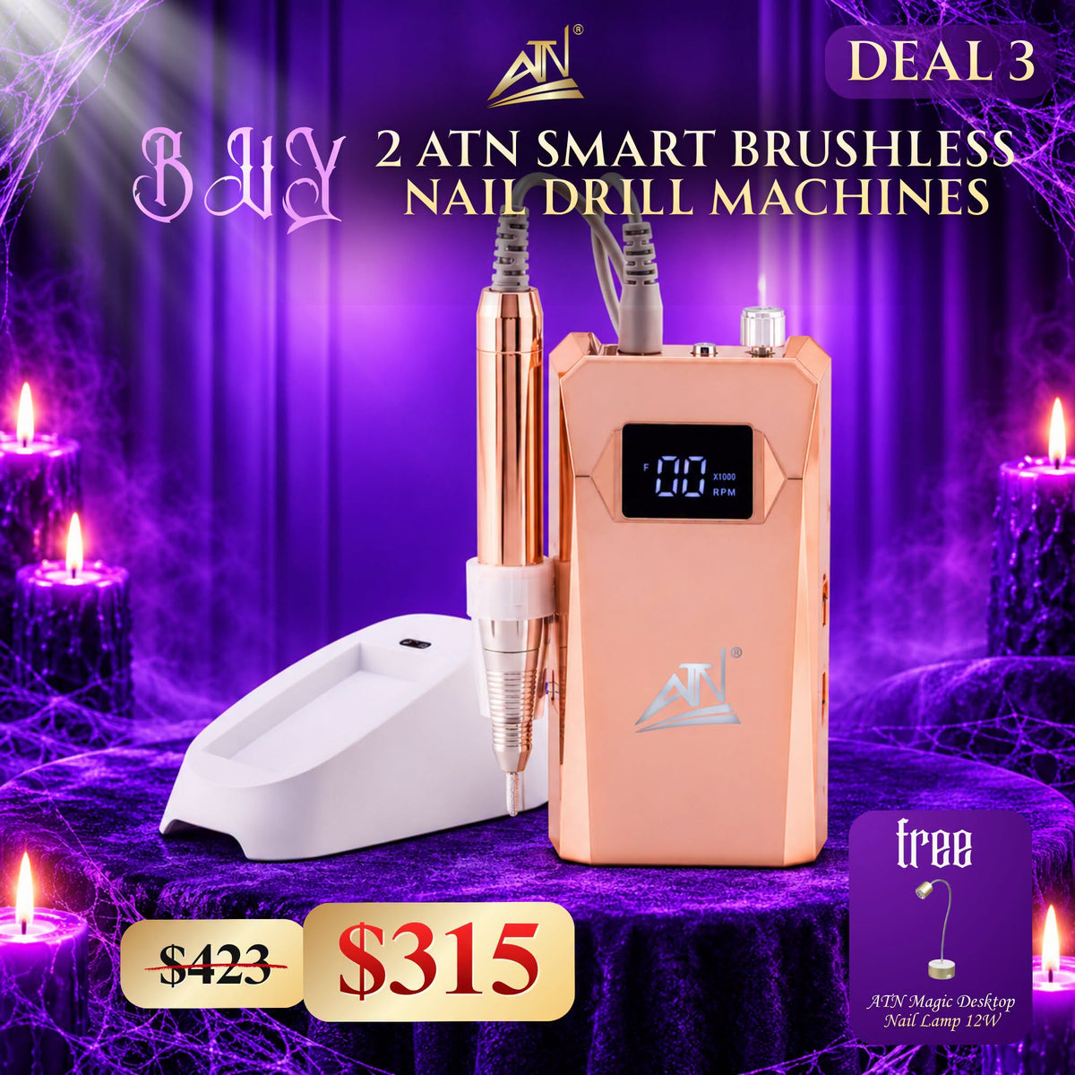 DEAL 3: BUY 2 SMART BRUSHESS NAIL DRILL MACHINES GET 1 GEL-X LAMP FREE