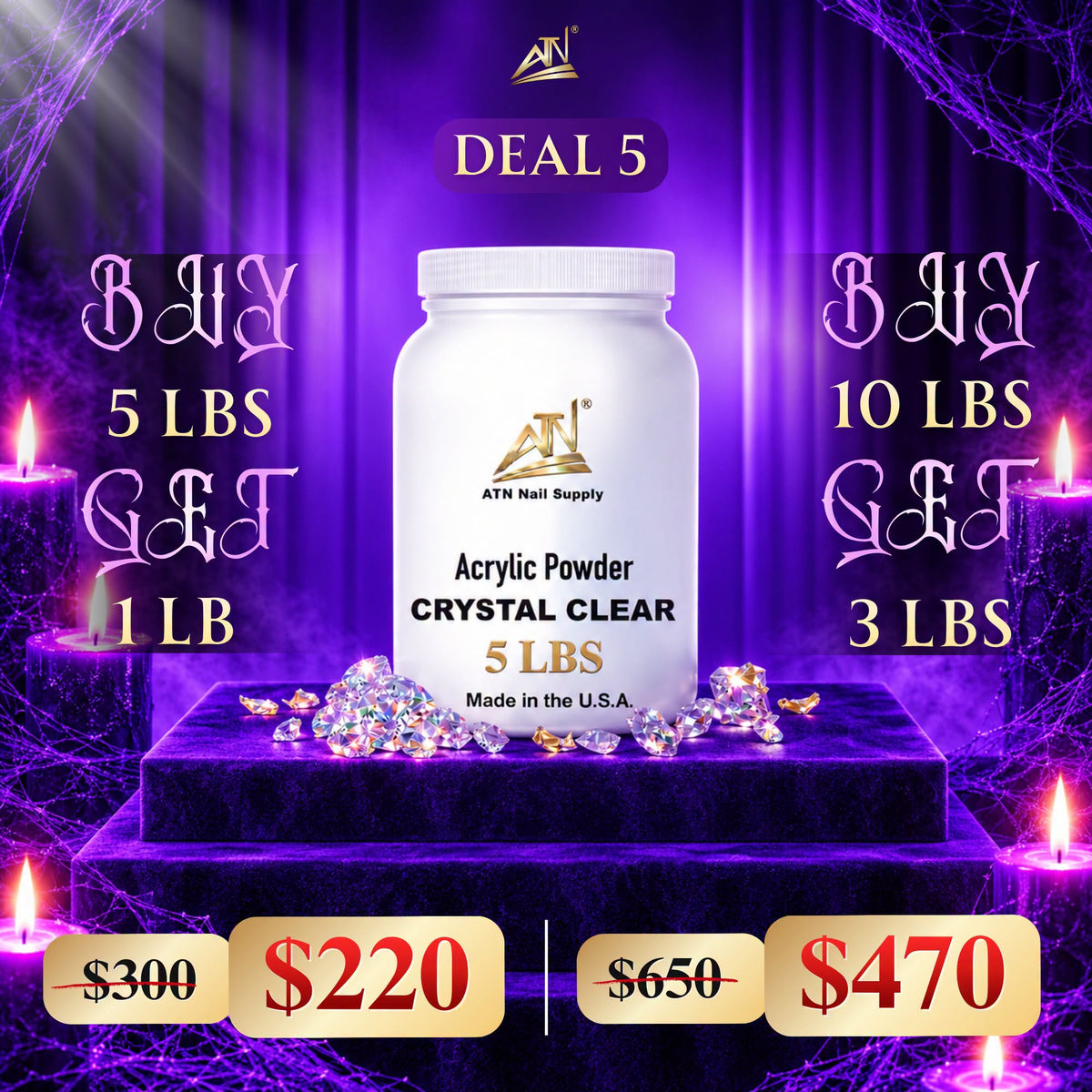 DEAL 5: BUY 5LBS CRYSTAL CLEAR GET 1 FREE, BUY 10 GET 3 FREE