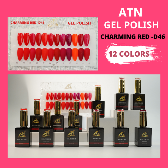 ATN GEL POLISH - CHARMING RED D46 - 12 COLORS