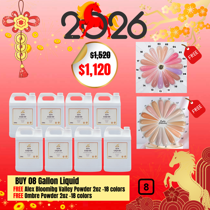BT8: BUY 08 Gallon Liquid FREE Alex Bloomibg Valley Powder 2oz -18 colors FREE Ombre Powder 2oz -18 colors