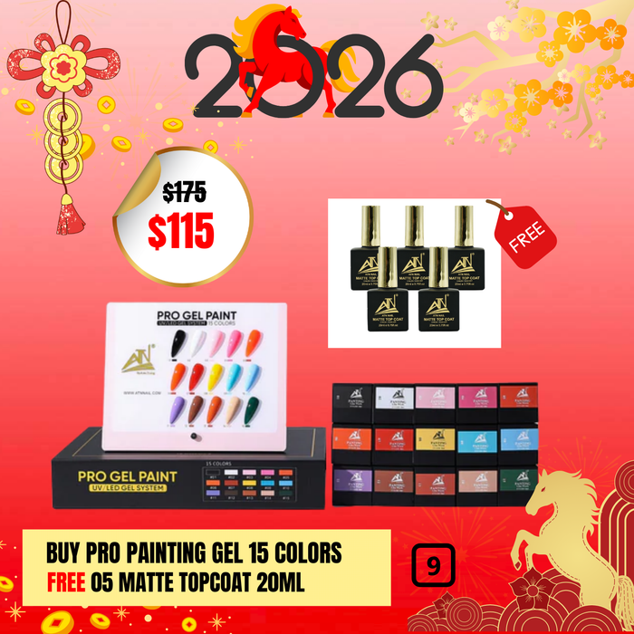 BT9: BUY PRO PAINTING GEL 15 COLORS FREE 05 MATTE TOPCOAT 20ML