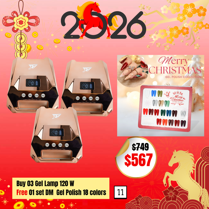 BT11: Buy 03 Gel Lamp 120 W Free 01 set DM Gel Polish 18 colors