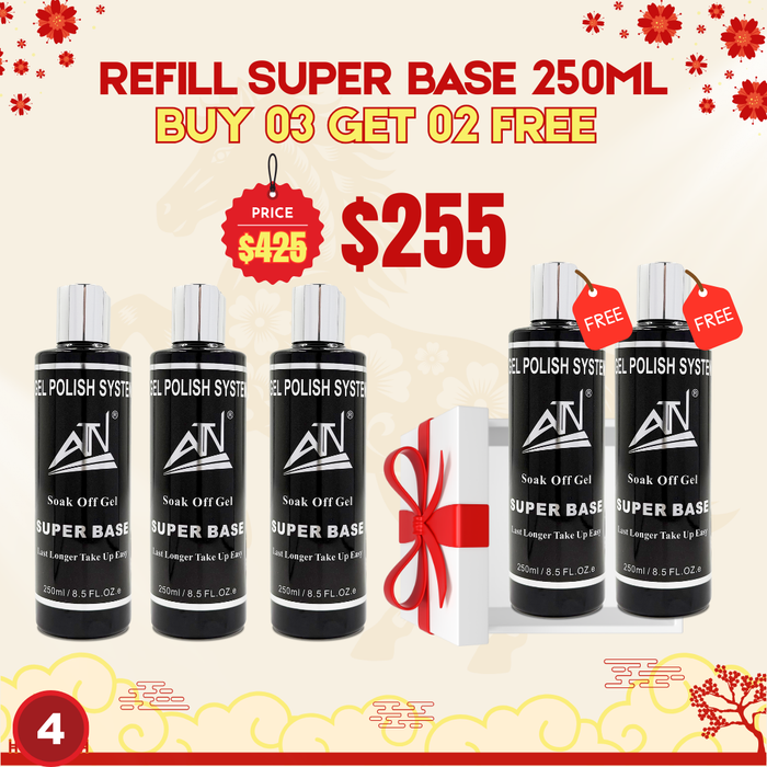 FS04 - Refill Super Strong Basecoat 250ml Buy 3 get 2 FREE & Free 5 basecoat bottle 15ml.