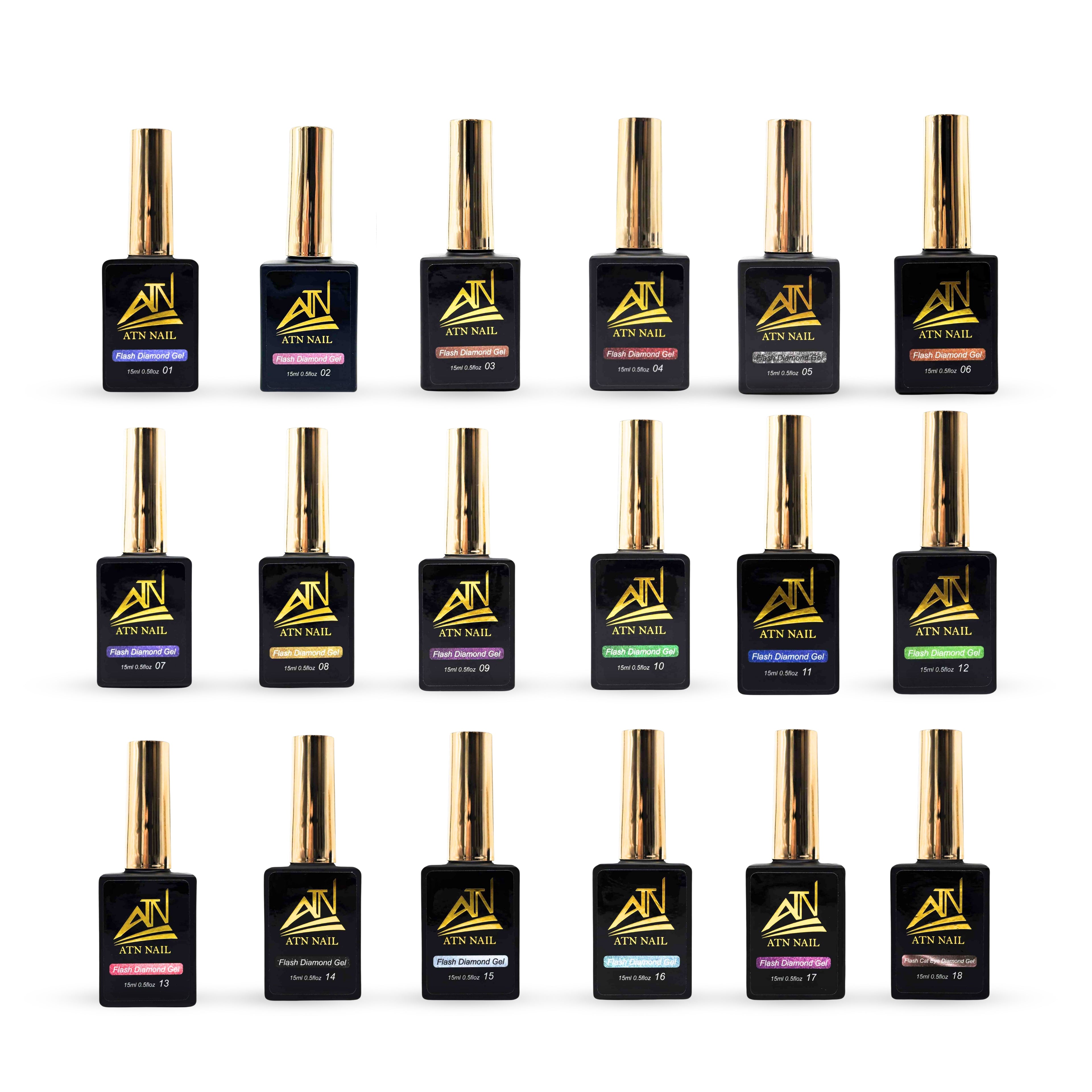 GEL – Flash Diamond Glitter Gel - Set 18 Colors