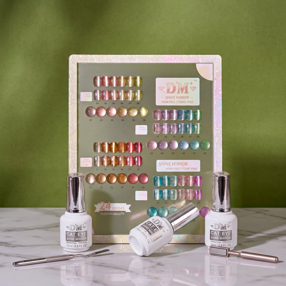 DM Cat Eye Shine Mirror Gel Polish (HEMA + TPO FREE) – Set 24 Colors