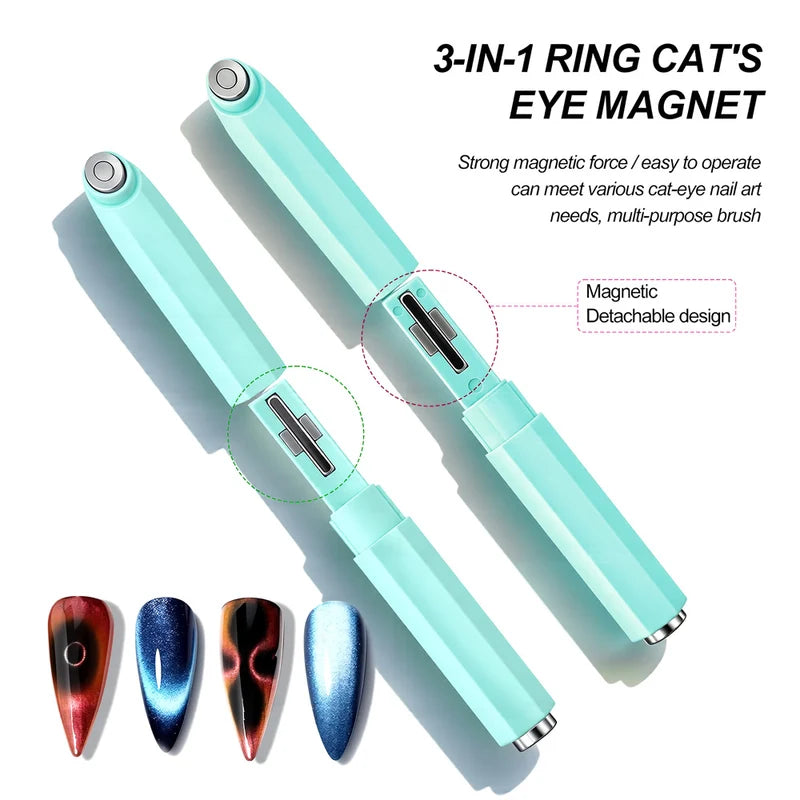 3-in-1 Ring Cat Eye Magnet - Mint Green Multi-Effect Detachable Magnetic Wand for Cat Eye Gel Polish