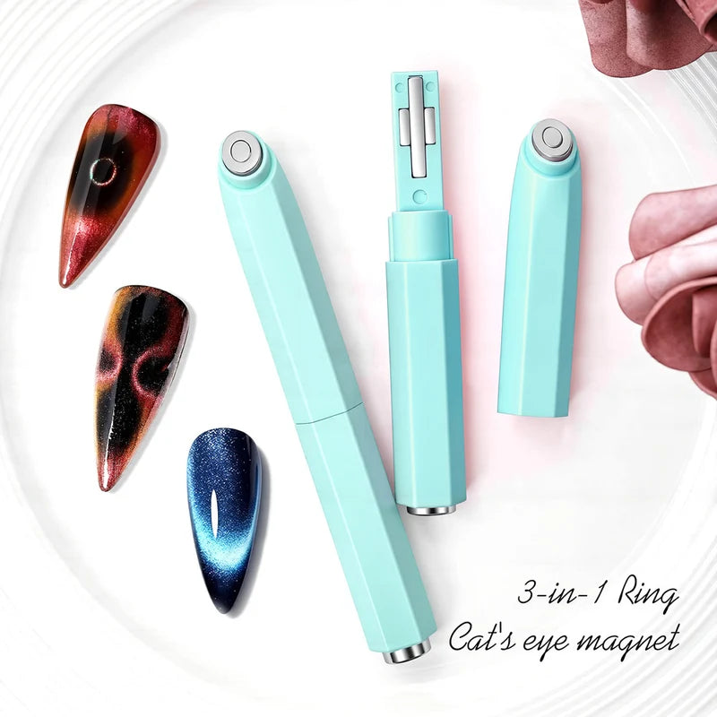 3-in-1 Ring Cat Eye Magnet - Mint Green Multi-Effect Detachable Magnetic Wand for Cat Eye Gel Polish