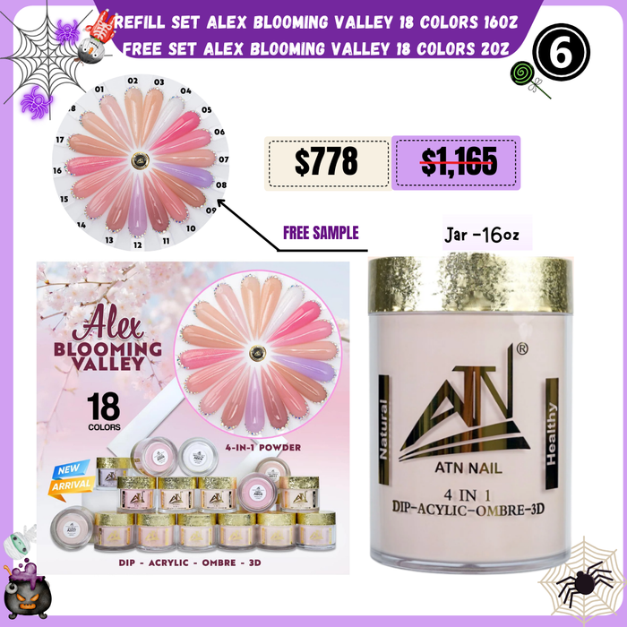 FS1036  REFILL SET ALEX BLOOMING VALLEY 18 COLORS 16OZ FREE SET ALEX BLOOMING VALLEY 18 COLORS 2OZ