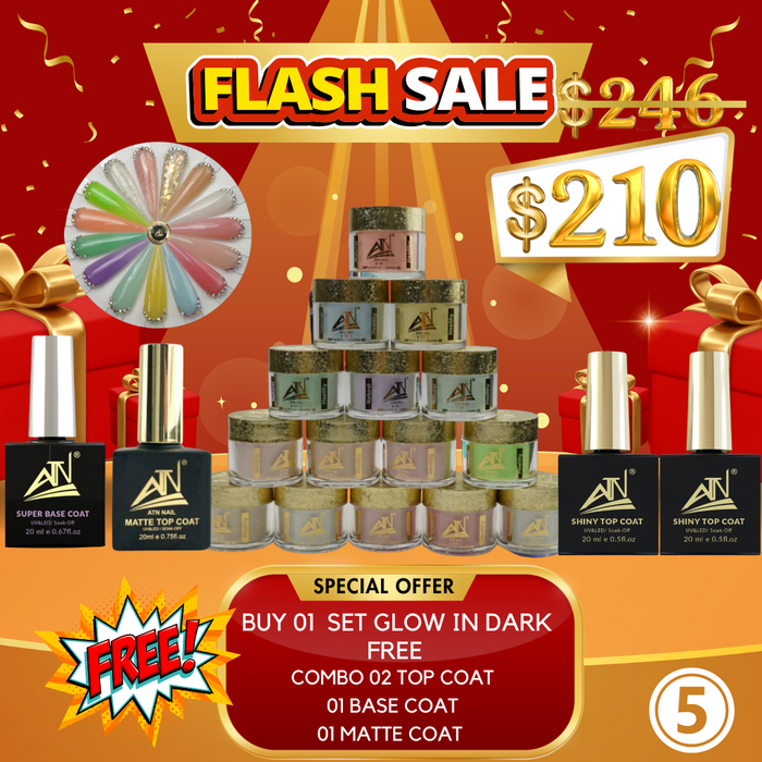 Flash Sale _ Deal 05 Buy set NEW GLOW IN DARK 15 Colors -2 Oz FREE 02 Topcoat Shinny 20ml& 01 Strong Base & 01 Matte Topcoat 20mlcoat 20ml