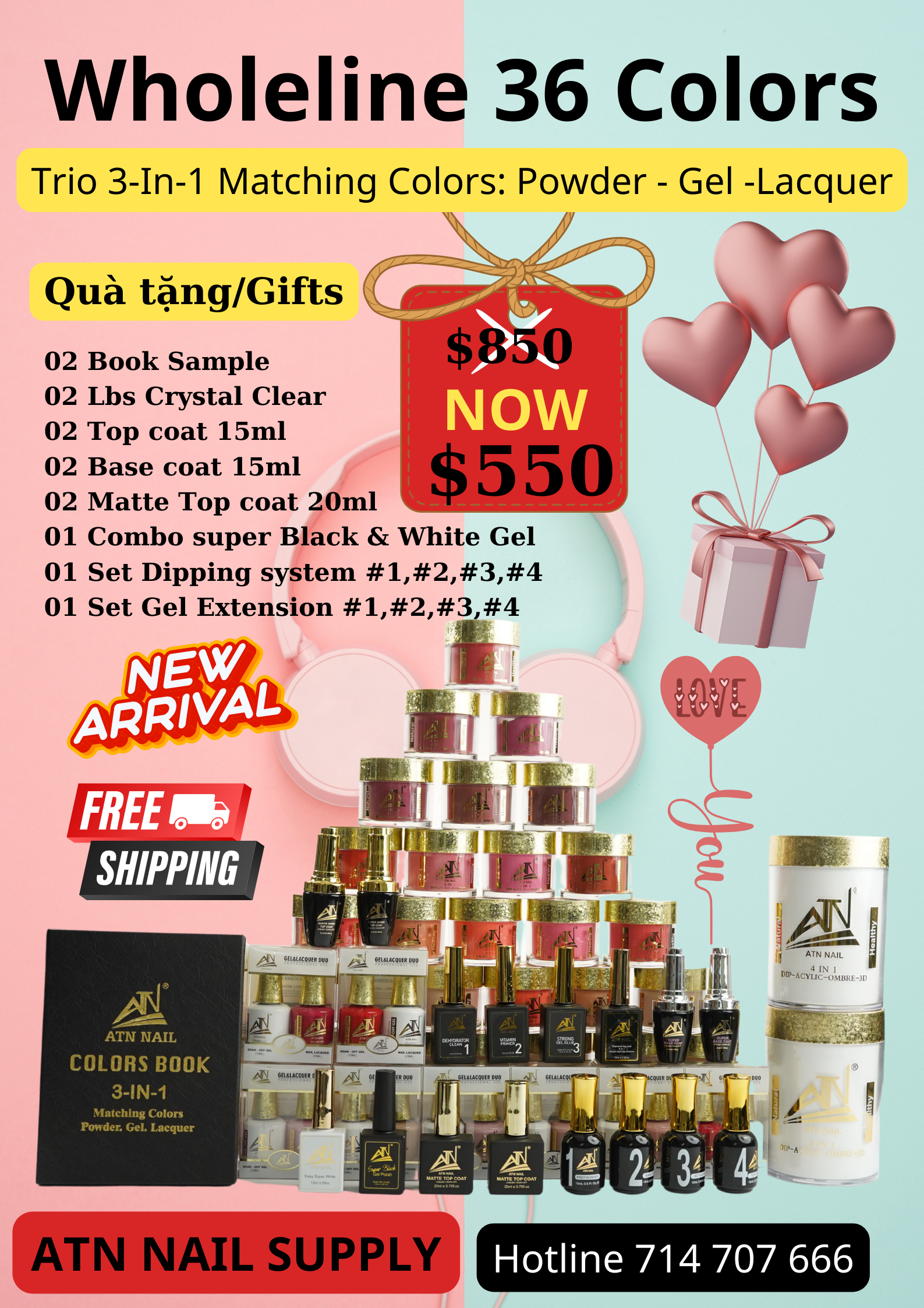 Toàn bộ dòng 36 màu (Gel + Sơn mài + Phấn) Phù hợp