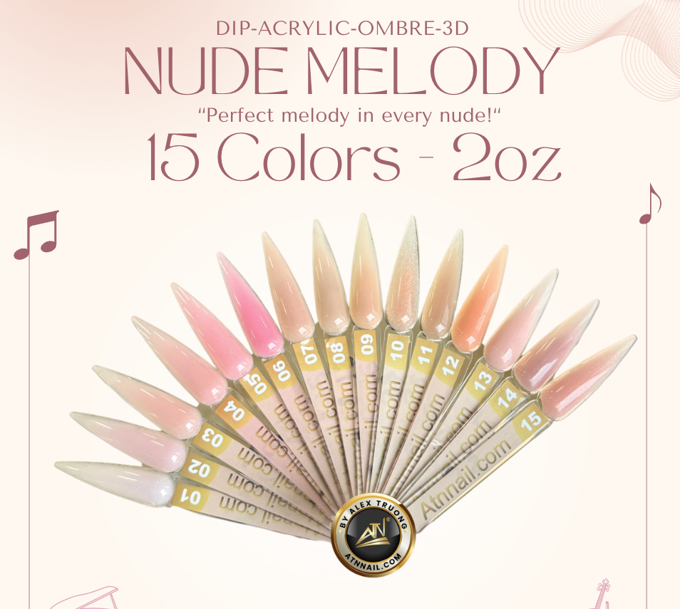 Nude Melody Acrylic Powder 2oz - Set NM 15 Colors