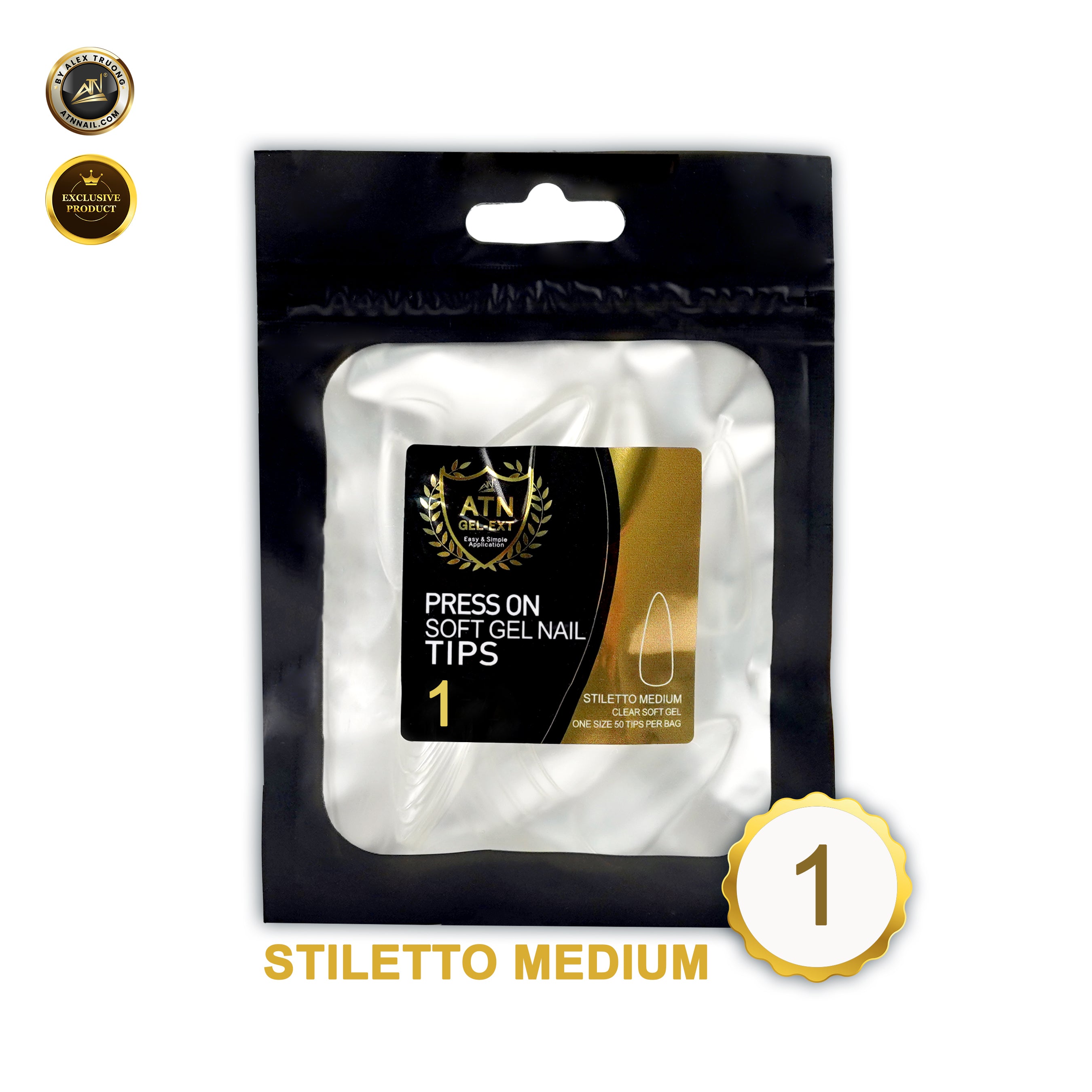REFILL ATN GEL EXT TIP - STILETTO MEDIUM | BAG 50 PCS