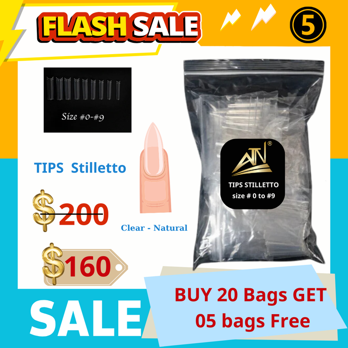 Flash Sale ! Tips Stiletto XXXL (0-9) Buy 20 bags get 05 bags Free