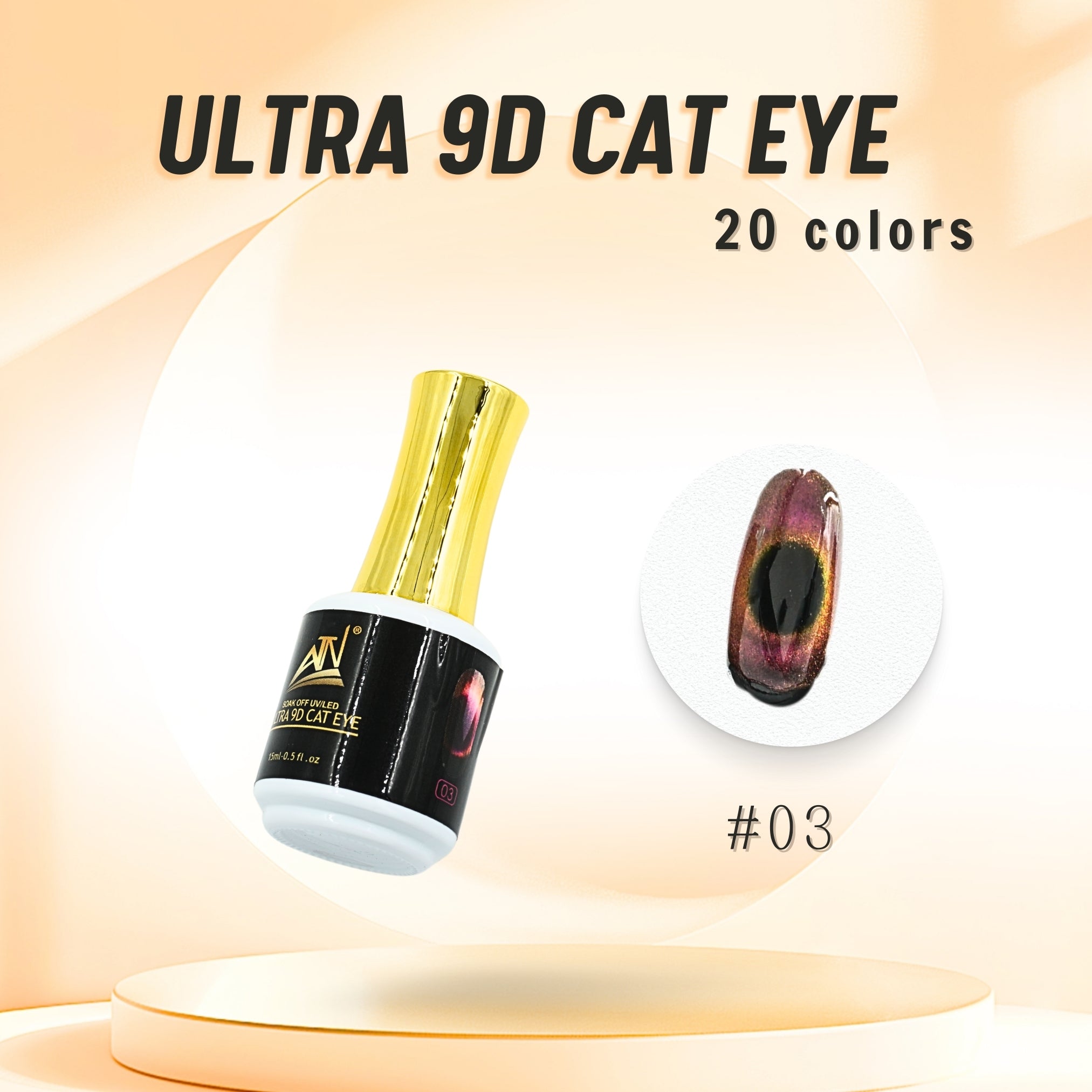 Sơn gel mắt mèo ATN ULTRA 9D 15 ml | Bộ 20 màu