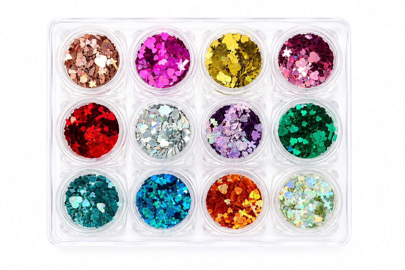 Heart & Cross Glitter - Set 12 Colors