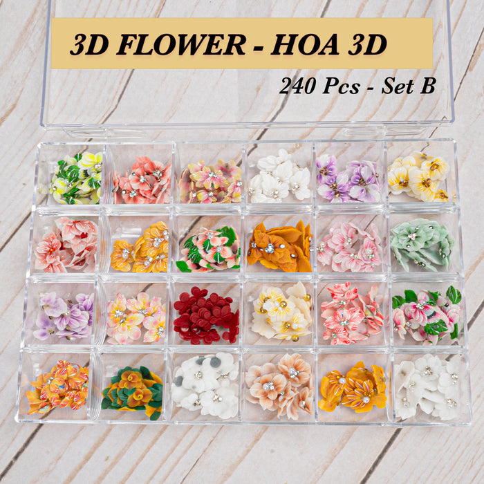 3D DECORATION - FLOWERS_BOWS - 24 DESIGNS | 240 pcs