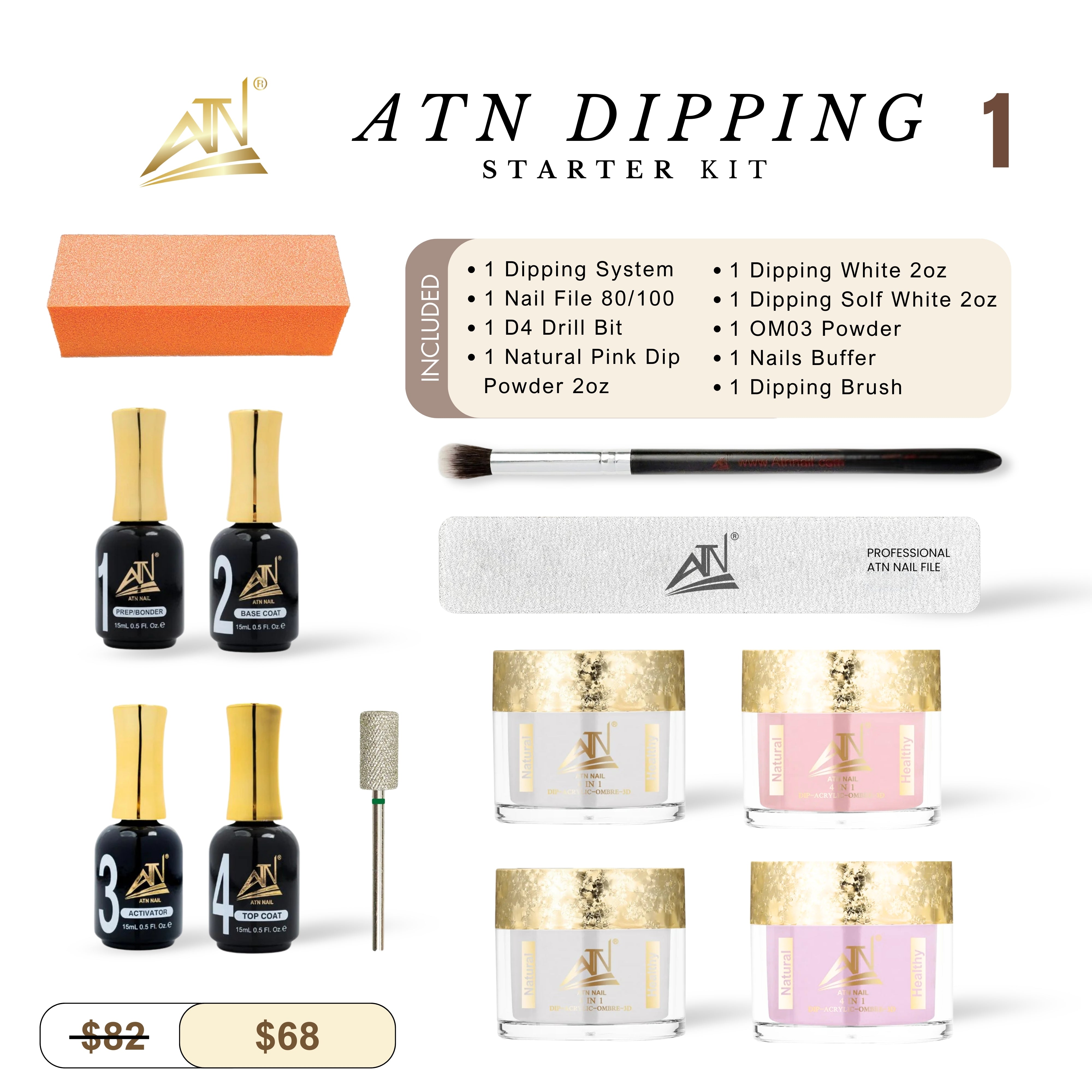 ATN Kit #1 - ATN Dipping Starter Kit- For Beginner & Professional Nail Techs