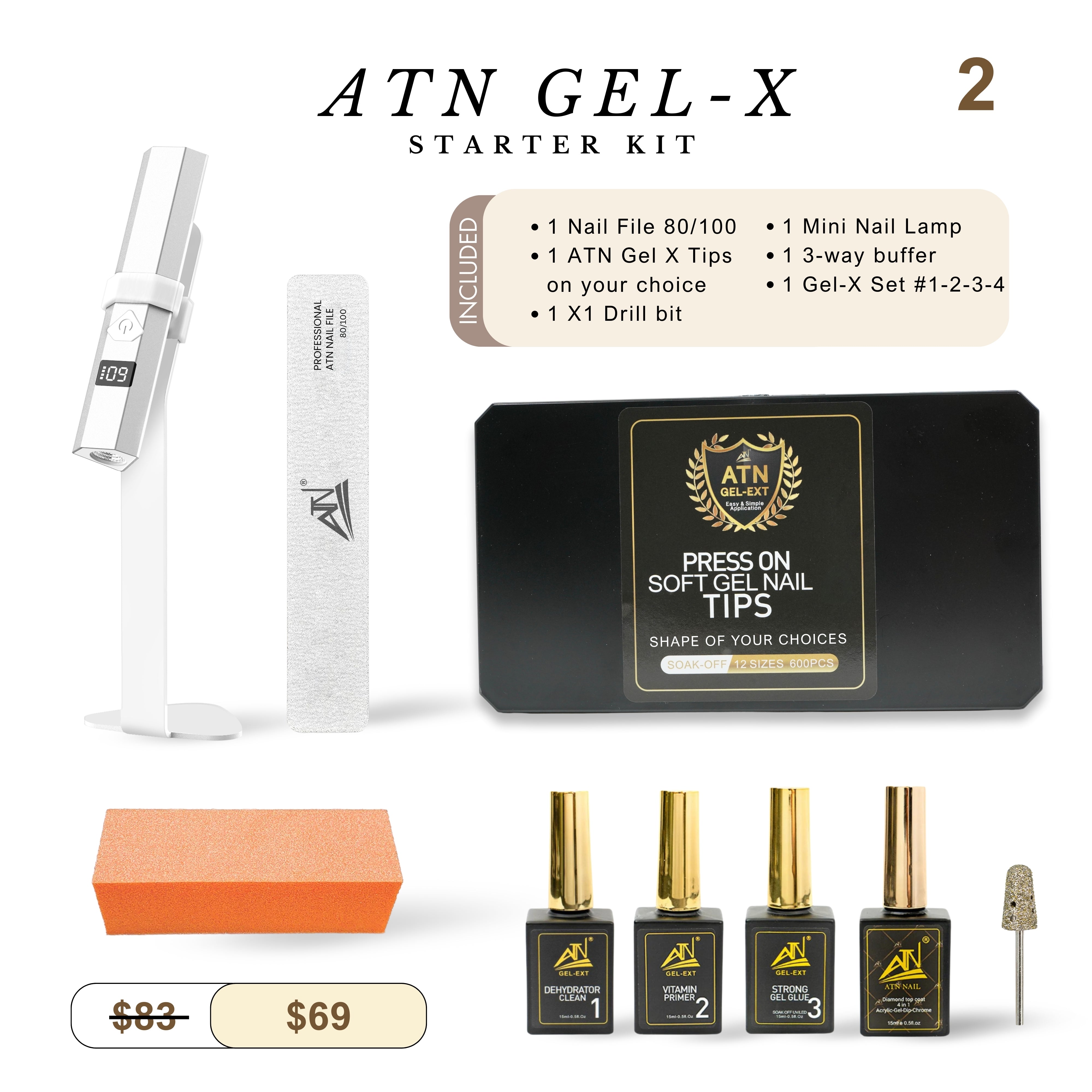 ATN Kit #2 - ATN Gel-X Starter Kit - For Beginner Nail Techs