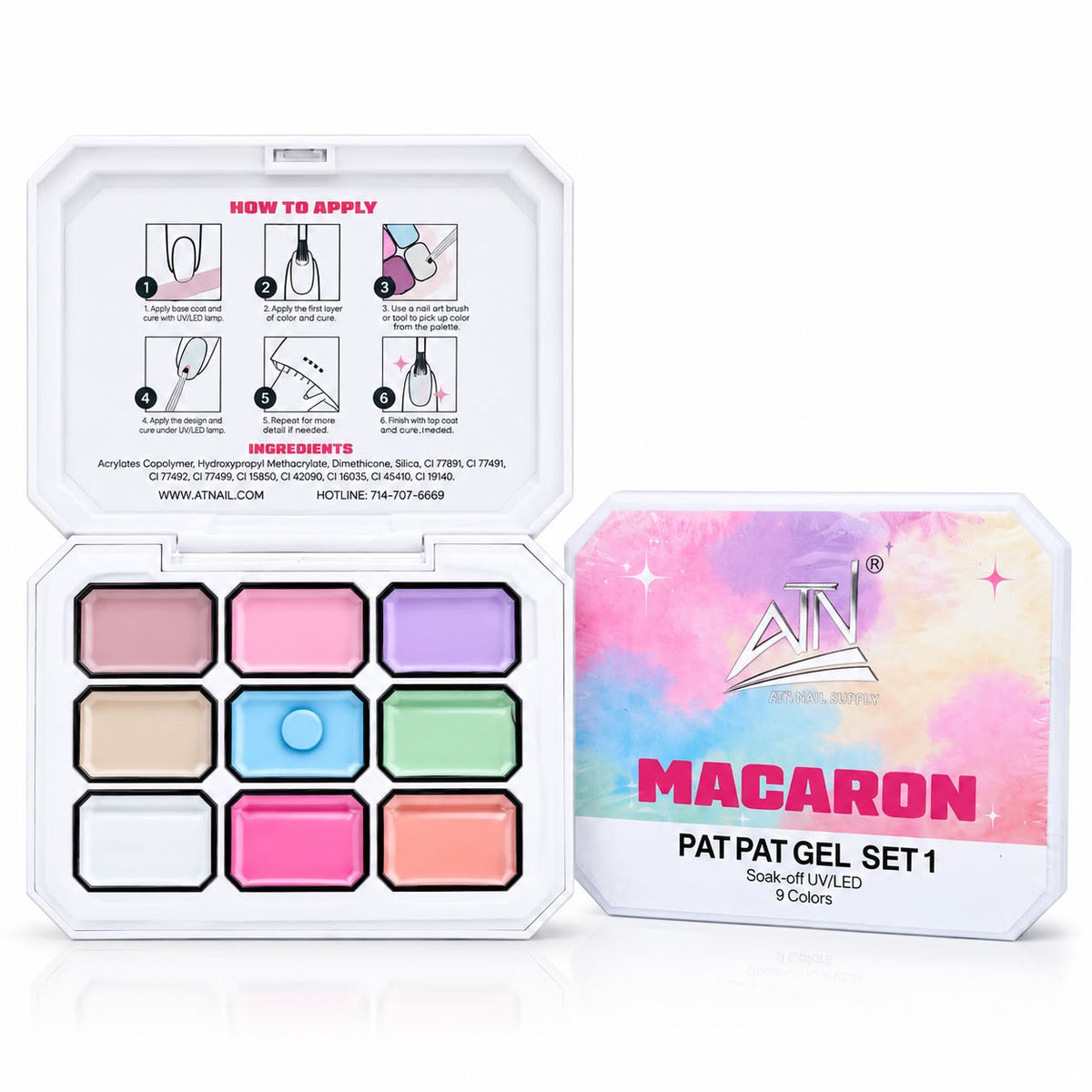 Pat Pat Gel - 9 Colors Ombre Paint Gel Nail Polish
