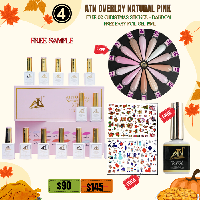 FS1110  Overlay Natural Pink 14 colors Free Sample, Free 02 Christmas Sticker, Free Easy Foil 15ml