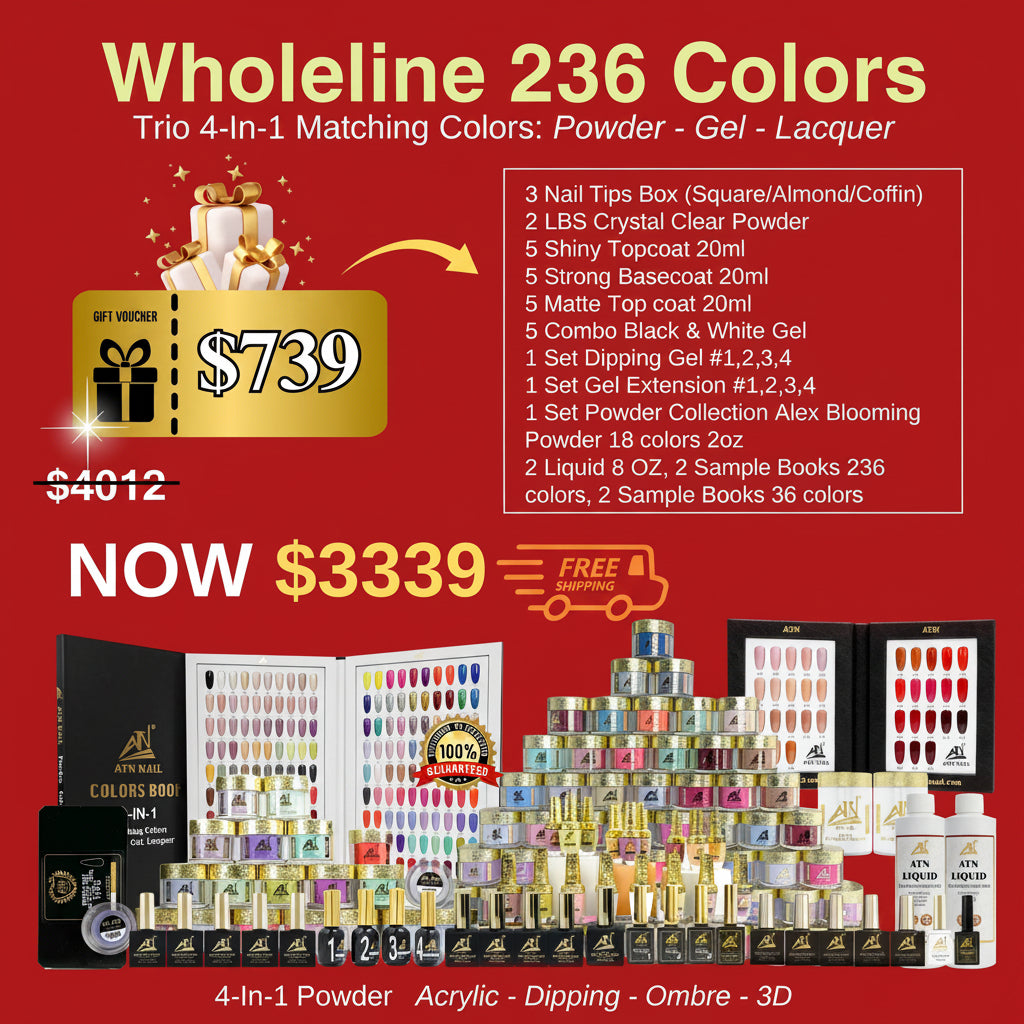 WHOLELINE 236 MÀU BA 4 TRONG 1 PHÙ HỢP - ACRYLIC, NHÚNG, OMBRE, 3D, GEL PLOLISH, SƠN MÀU