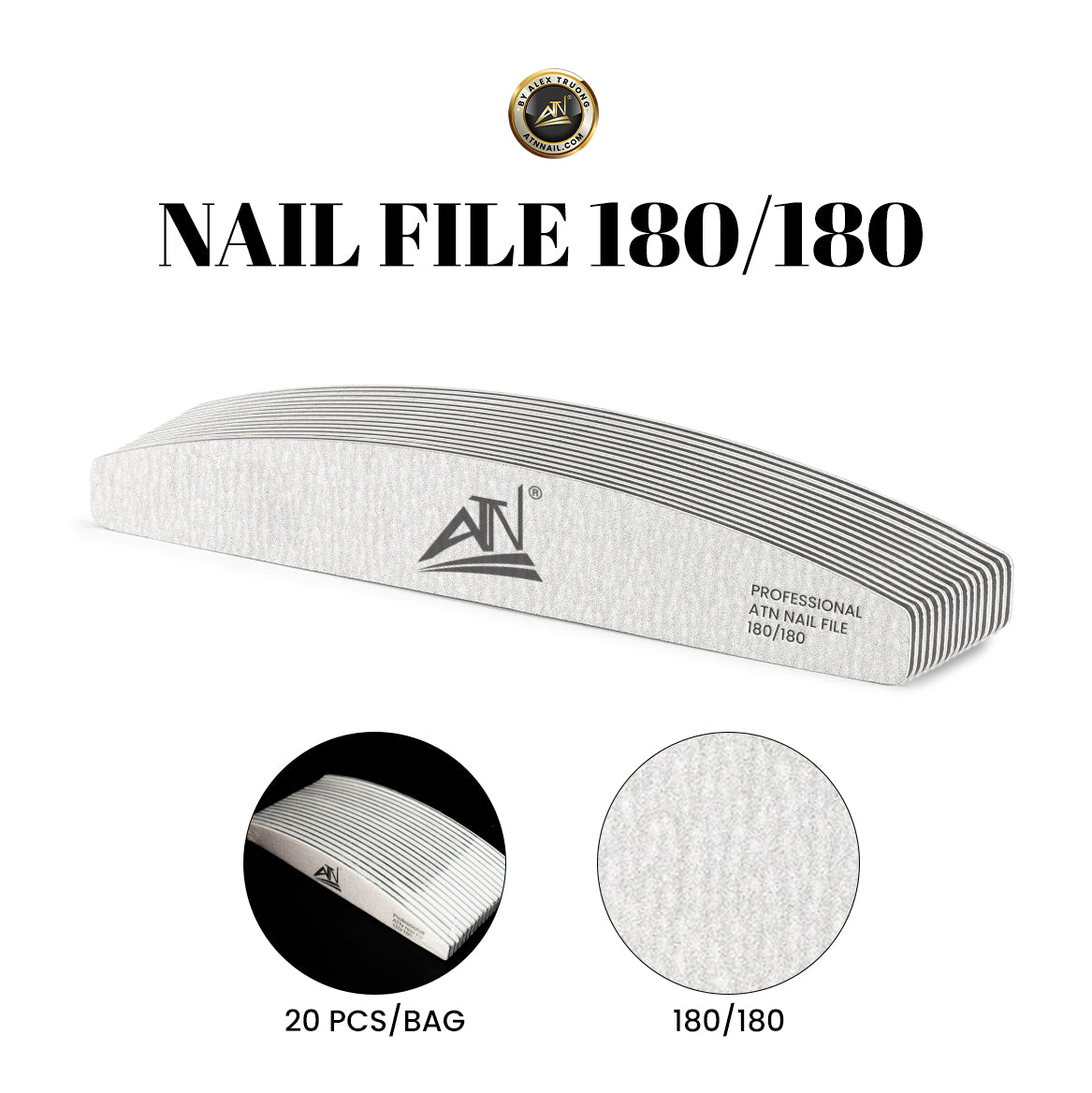 ATN - DỤNG CỤ DỌN MÓNG 180/180 - MÀU TRẮNG - GÓI 20 CÁI