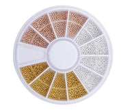 Nail Art Decoration - 1mm Metal Beads Wheel - Gold_Silver_Rose Gold