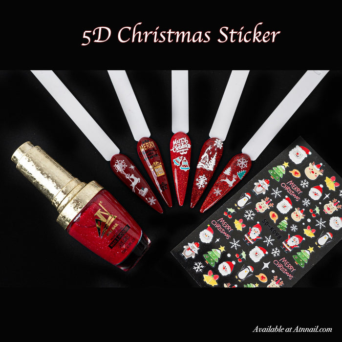 STICKER - 5D CHRISTMAS - GLOW IN THE DARK | Set 9 Pcs