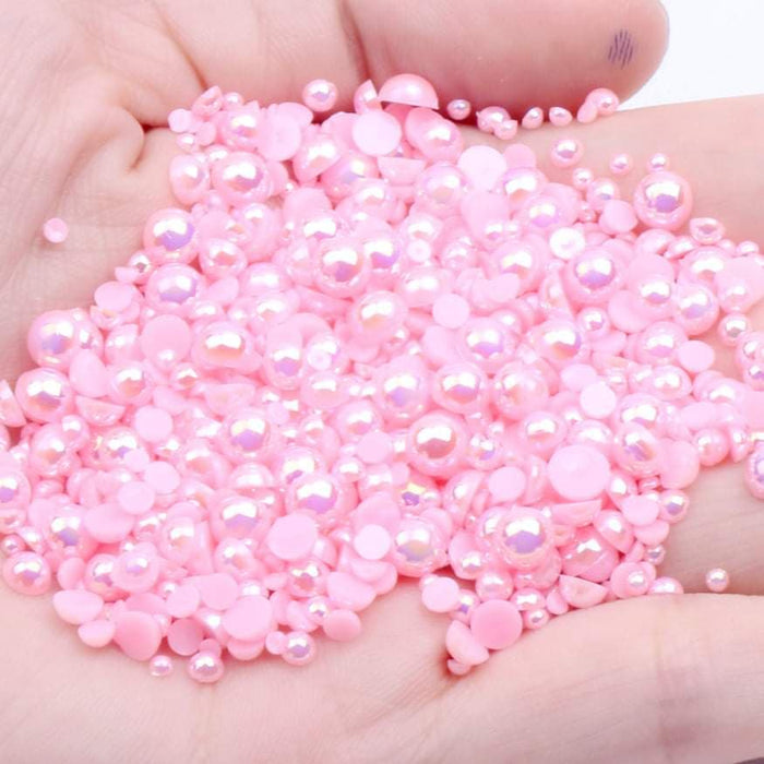 6 Colors ABS Half Pearls for Crafts, 11000Pcs Flatback Nails Pearls Bead  Flat Back Pearls Gems for Nail Art Makeup, Shoes, DIY Craft Decorations 6  Color Set