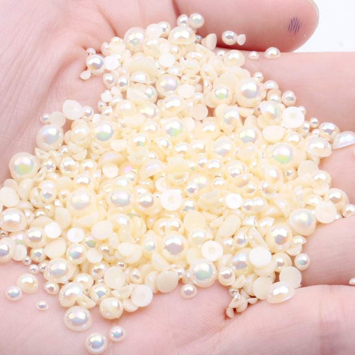 6 Colors ABS Half Pearls for Crafts, 11000Pcs Flatback Nails Pearls Bead  Flat Back Pearls Gems for Nail Art Makeup, Shoes, DIY Craft Decorations 6  Color Set