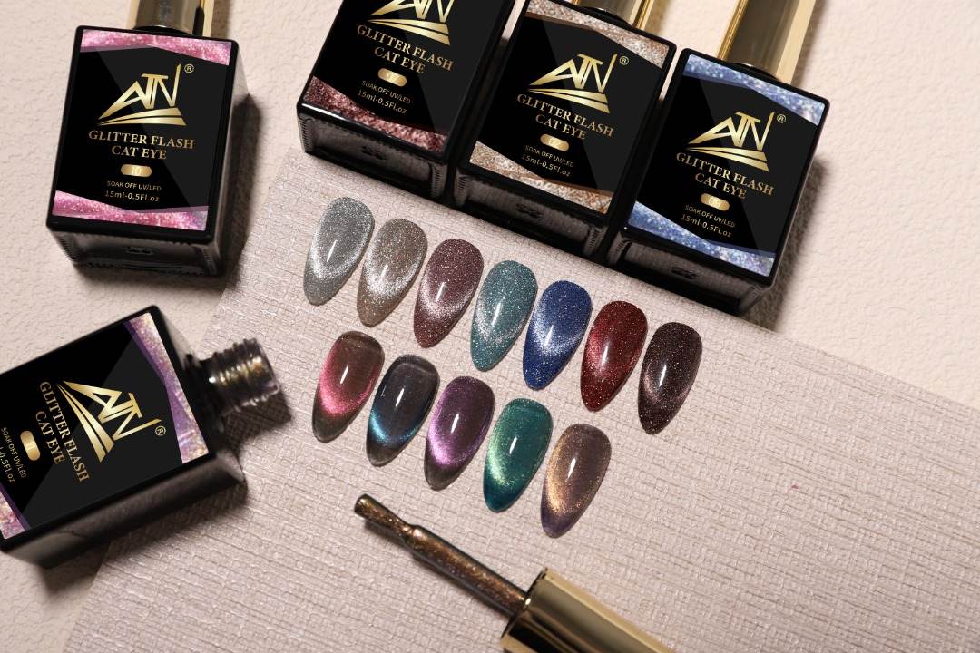 Flash Diamond Cat Eye Gel Polish Set – 12 Colors (15ml)