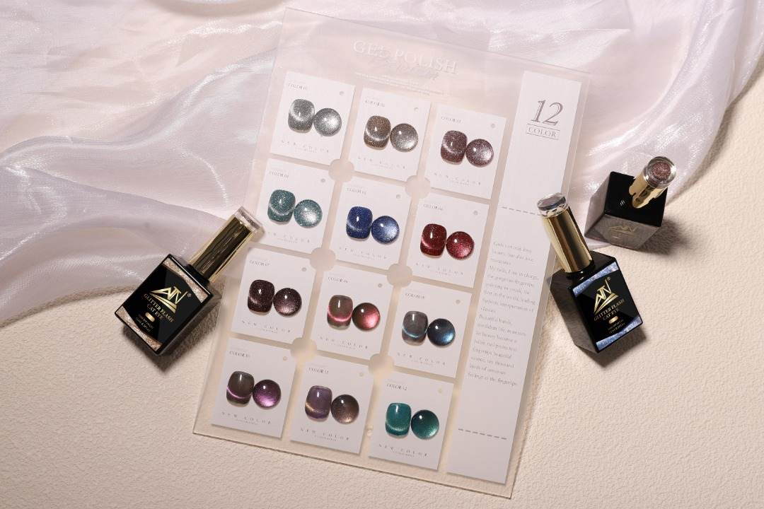 Flash Diamond Cat Eye Gel Polish Set – 12 Colors (15ml)