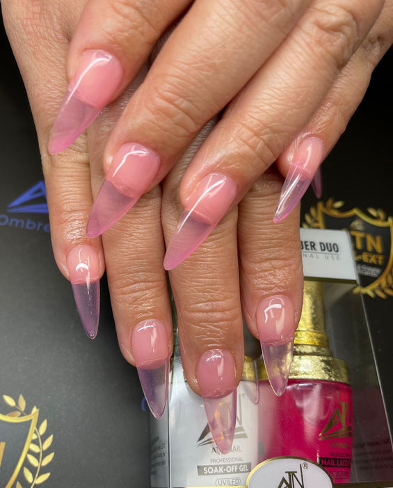 Clear pink almond | Pink acrylic nails, Clear acrylic nails, Powder nails