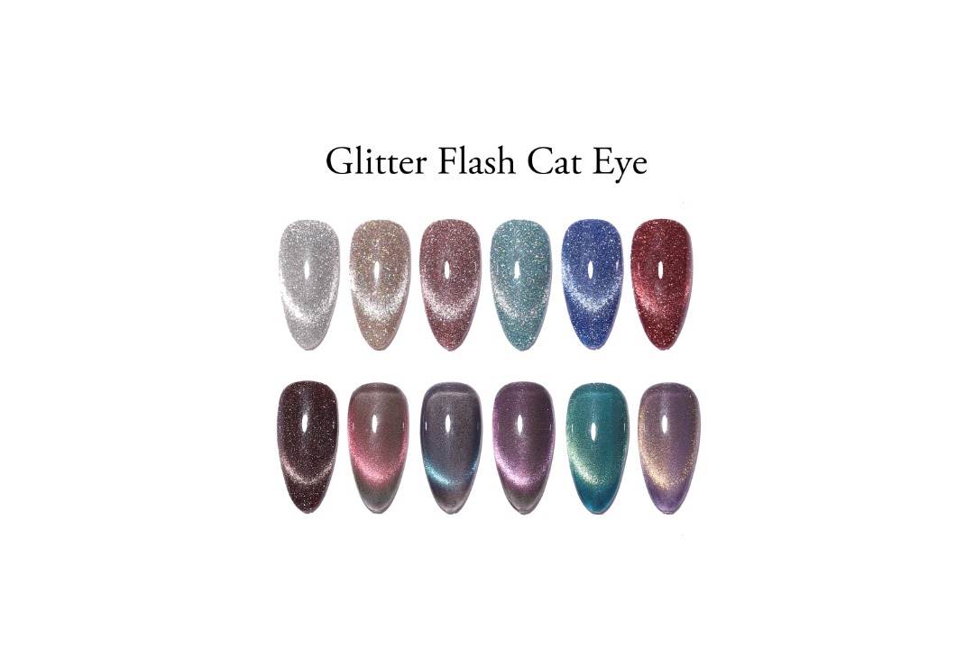Flash Diamond Cat Eye Gel Polish Set – 12 Colors (15ml)