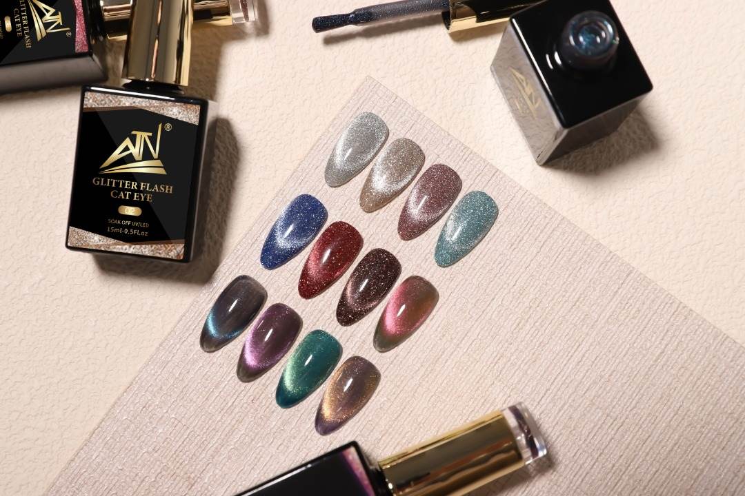 Flash Diamond Cat Eye Gel Polish Set – 12 Colors (15ml)