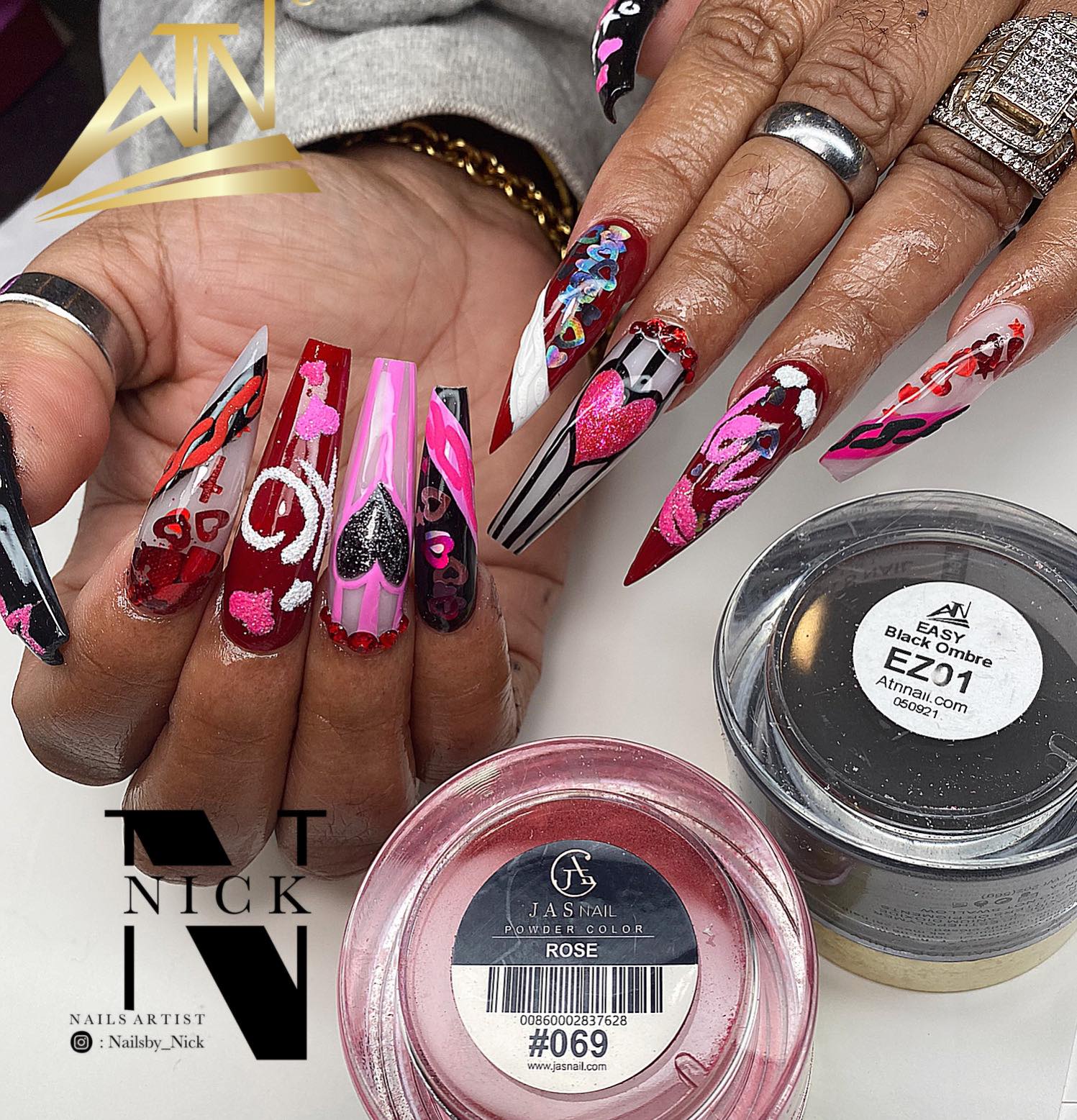 Black & Red Ombre Acrylic Powder