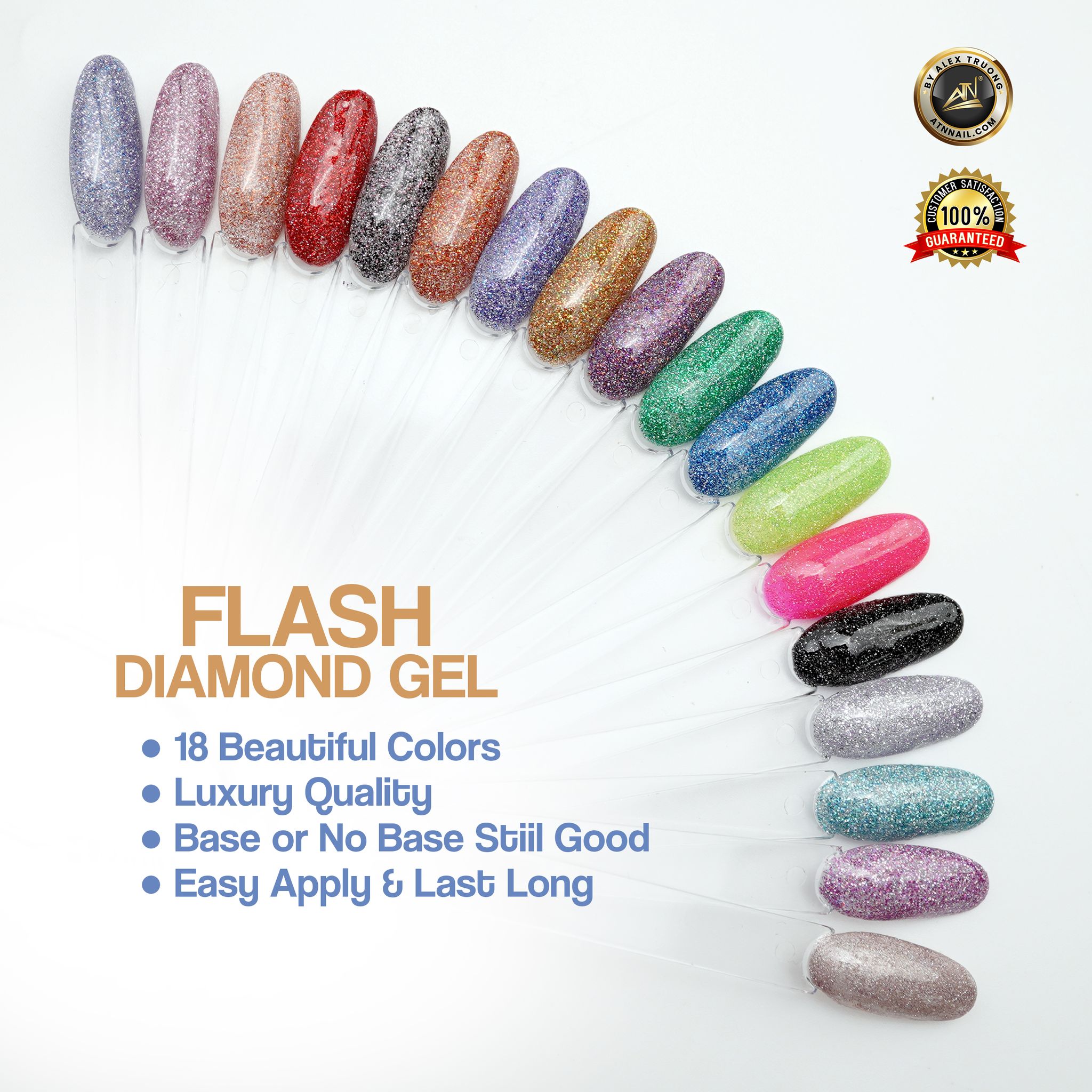 ATN Flash Diamond Glitter Gel - Set 18 Colors